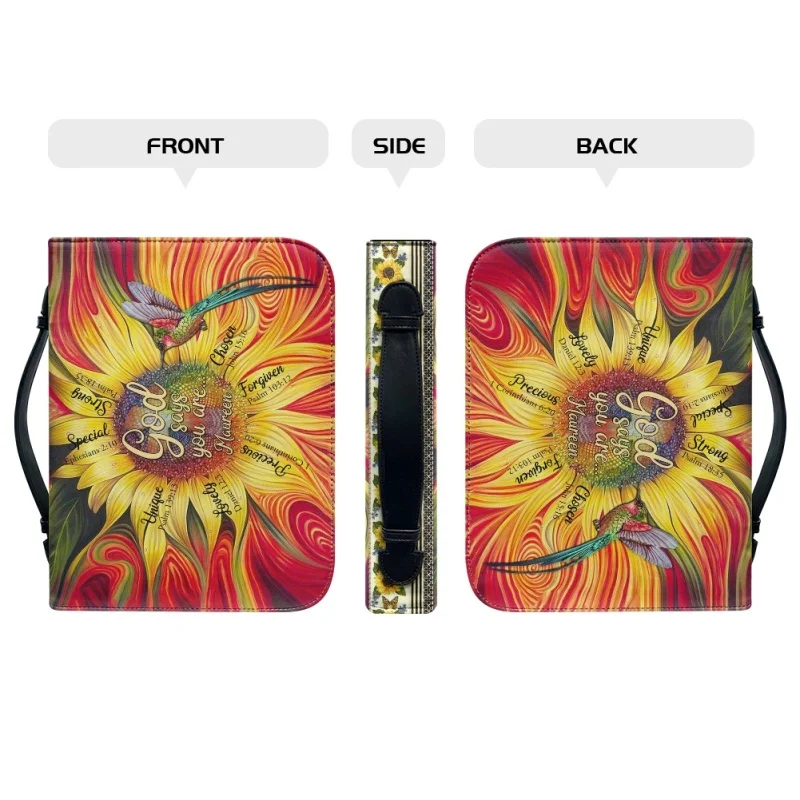 Funda con patrón de mariposa y girasol para mujer, bolso de mano de PU con estampado personalizado, libro de estudio, cajas de almacenamiento