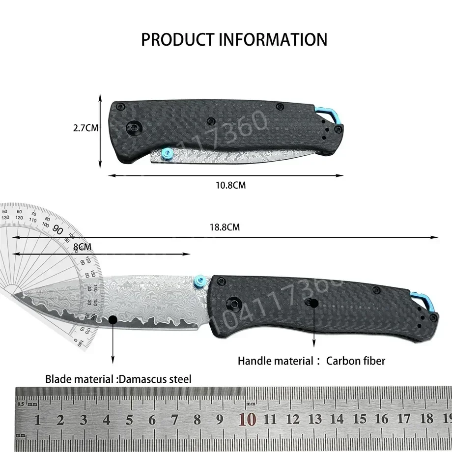 BM 535 Damascus Steel Blade Folding Pocket Knife Carbon Fiber/aluminium Alloy Handle Outdoor Hunting Survival Camping Knives