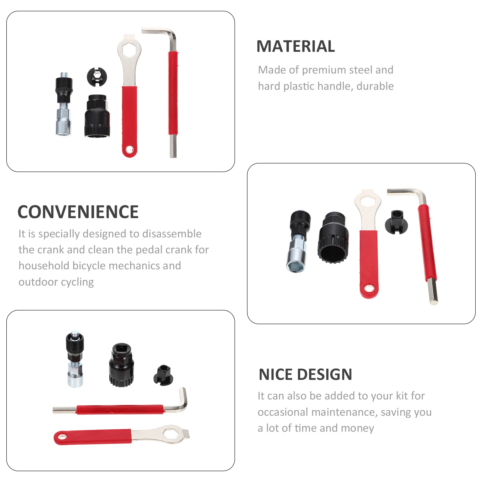 

1Set Bicycle Crank Puller Removal Tool Professional Crankset Extractor High Hardness Rust Proof Steel for Road Mountain Bikes