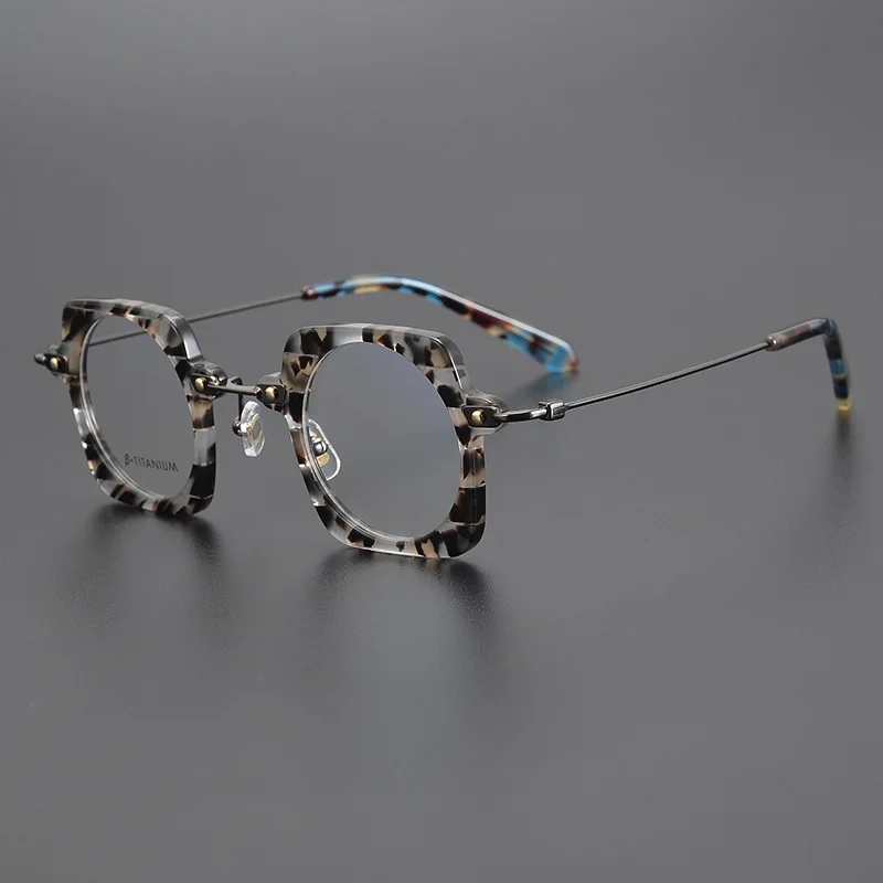 Original Handmade Pure Titanium Glasses Frame Men Women Personalized Square Retro Ultra Light Myopia Anti Blue Light Eyeglass