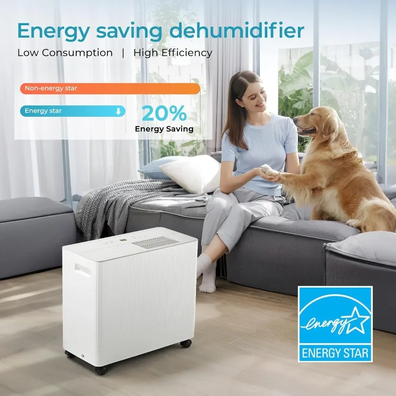 4500 Sq.Ft Energy Star Dehumidifier for Basement with Drain Hose 1  Water Tank and Auto Shut-off and 4 Operation Modes for Home