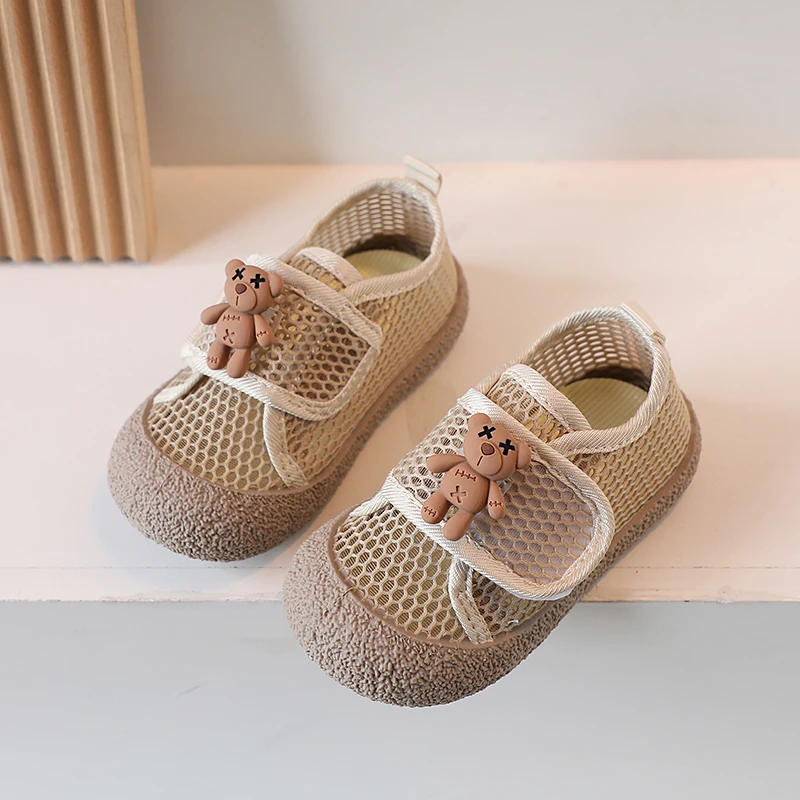 Infant Baby Girls Boys Breathable Hollow Out First Walkers Summer Children Casual Shoes Cute Bear Non-Slip Prewalkers