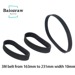3D Printer HTD 3M Closed Loop Rubber Timing Belt 162 180 183 195 201 204 207 210 213 216 219 222 225 228 231mm Width 10mm HTD 3M