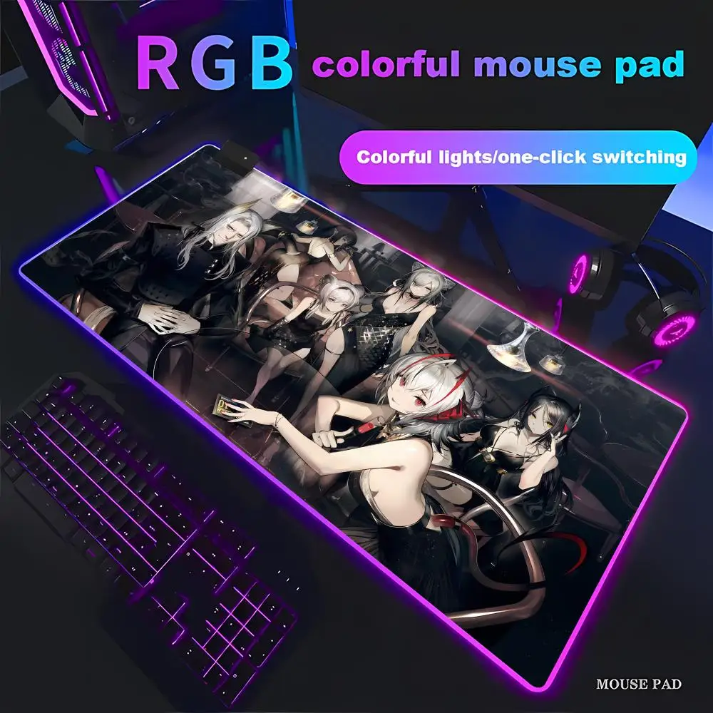 

Arknights Mouse Pad Animation Games Beautiful RGB Gaming Mouse Pad HD Gamer Large LED Light PC Computer pad Non-slip Decor