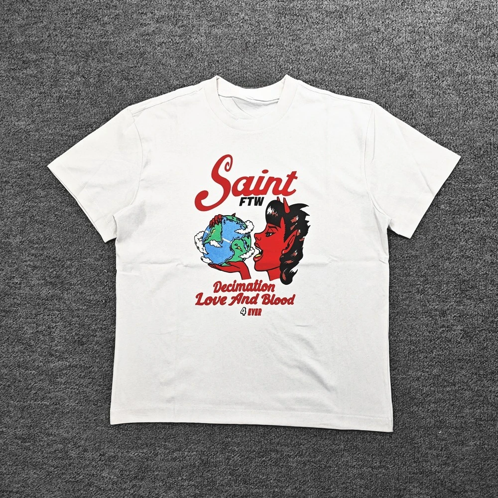 2026 Fashion Saint OF Michael Graphics Print Casual Loose Oversize Vintage Streetwear Y2k Unisex Cleanfit T Shirt For Men