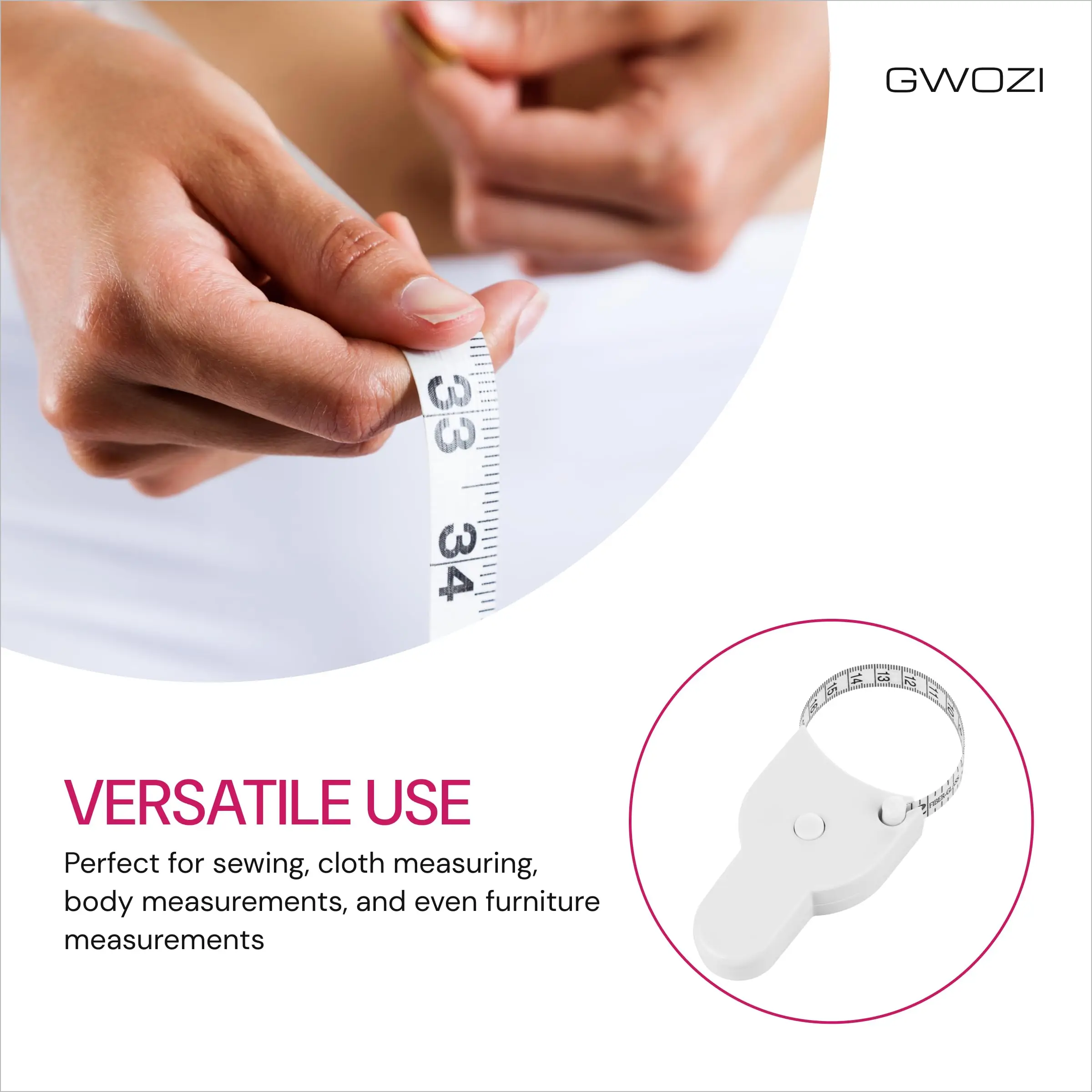 1 قطعة مزدوجة الجانبين التلقائي تلسكوبي أشرطة القياس مرنة الجسم شريط القياس الذاتي تشديد لينة قياس حاكم للياقة البدنية #4