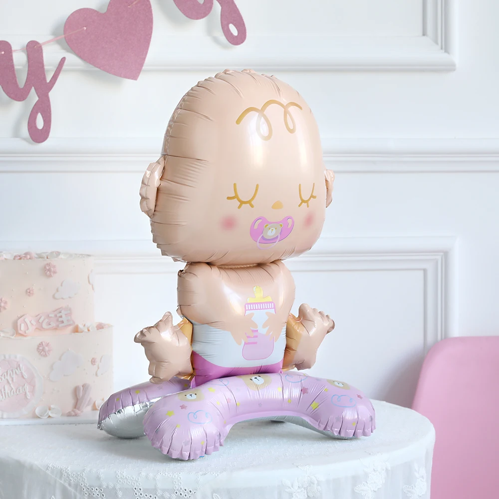 Self-Standing Baby Helium Balloon 3D Inflatable Boy Girl Foil Globos Gender Reveal Baby Shower Birthday Party Supplies Kids Toys