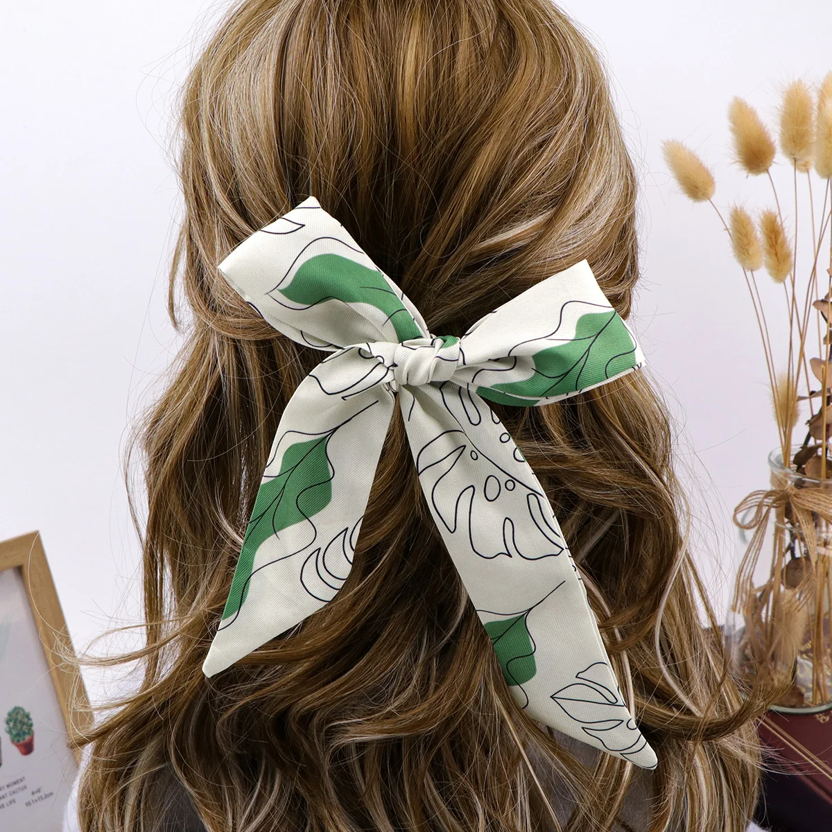 Minimalist Skinny Scarf Women Small Bag Scarves Hair Neck Scarf For Ladies Fashion Leaf Print Neckerchief Headband