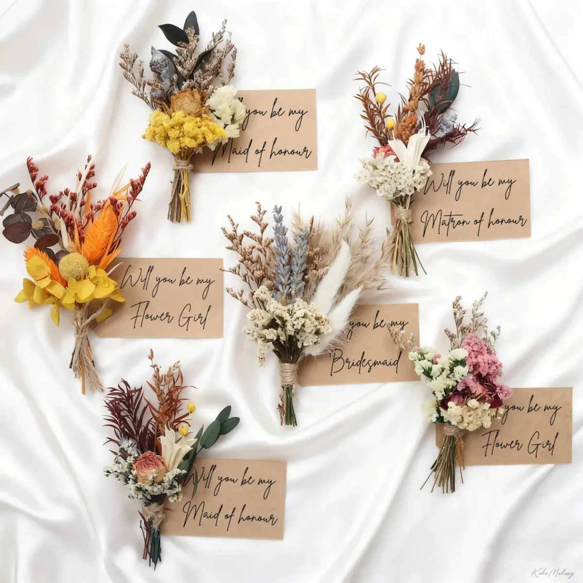 

Мини-сушеные цветы для приглашений, букет из сушеных цветов, букет натуральных цветов, идея подарка для предложения подружки невесты, свадьба в стиле бохо