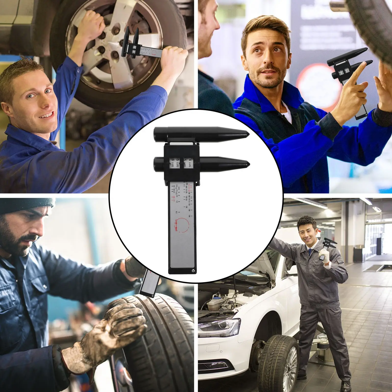 

Car Wheel Rim Gauge ABS Material Sliding Measuring Tool Accurate Bolt Pattern Ruler for Wheels Lugs Hub Pitch