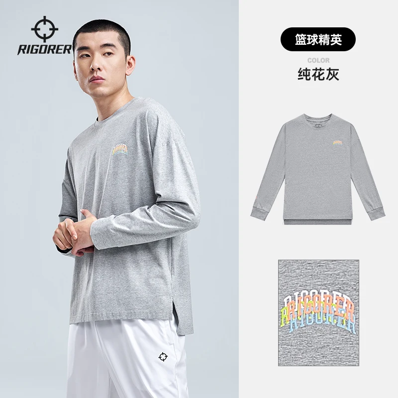 

RIGORER Sports Long Sleeve Men's Basketball Training Top Running Shooting Suit Round Neck Soft Top T-shirt Z122110421