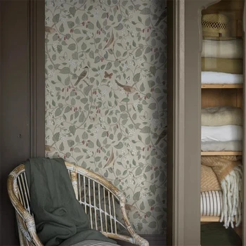 Papel tapiz personalizado de Sangfaglar para sala de estar, hermoso papel de pared de pájaros cantores, mariposas que se muestran entre ramas de árbol de morera