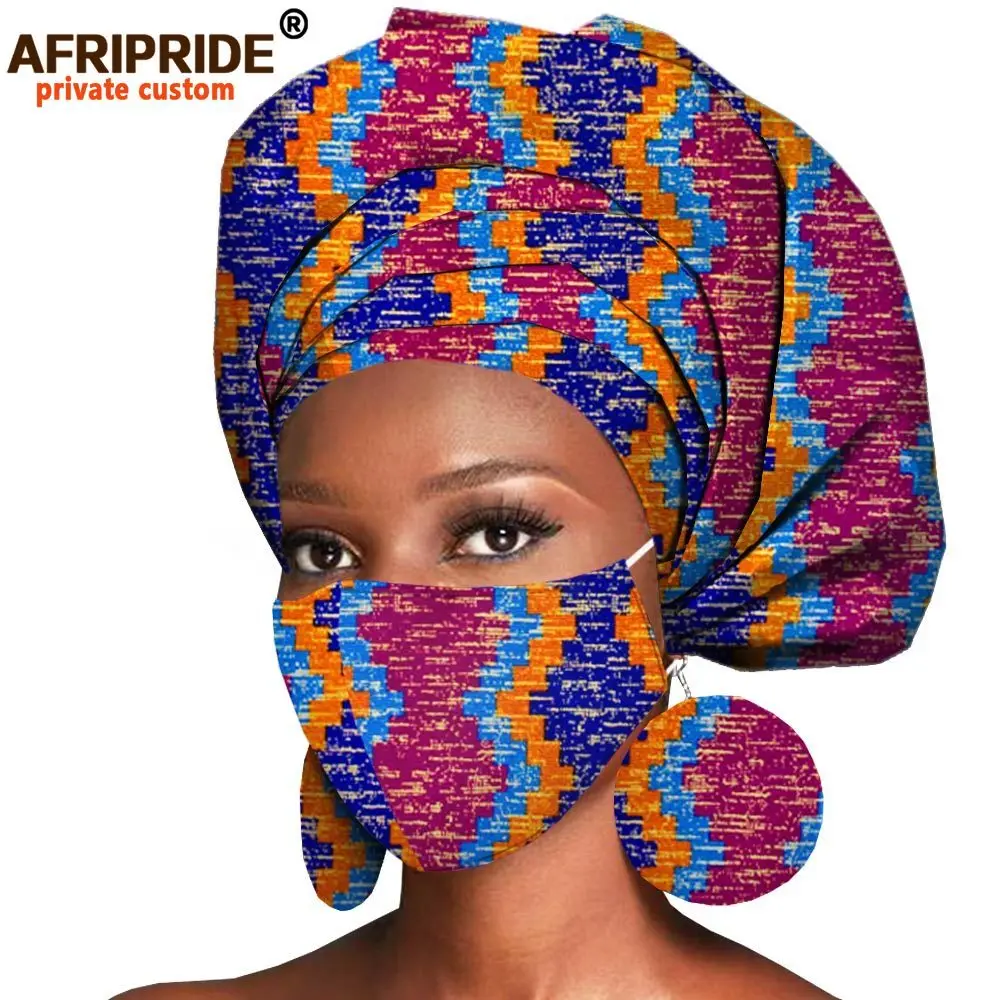 Diadema africana, pendientes, accesorios para el cabello, bufanda, capó, tela de cera Ankara, turbante para la cabeza, pañuelo africano, máscara,