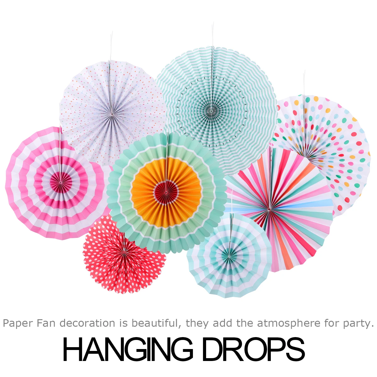 

8 Pcs Gold-stitched Paper Fan Hanging Decoration for Baby Shower Garland Party Wedding Festive Family Home Decor