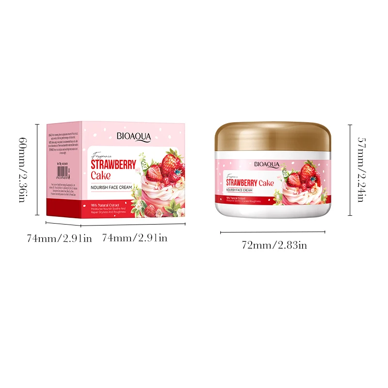 

Strawberry Extract Nourishing Moisturising Cream Bioaoua Care Beauty Products Repairing Brightening Whitening Cream Q4e8