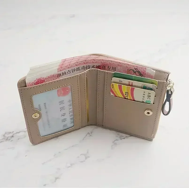 2024 New Women's Short Student Wallet Korean Version Cute Little Fresh Folding Mini Trendy Personalized Coin Purse Folding Bag