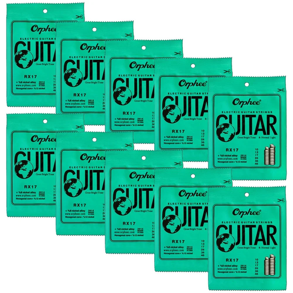 Electric Guitar Strings Super Light 10 Set 10-46 9-42 Hexagonal Carbon Steel Nickel Alloy Wire ORPHEE-TX 11-50