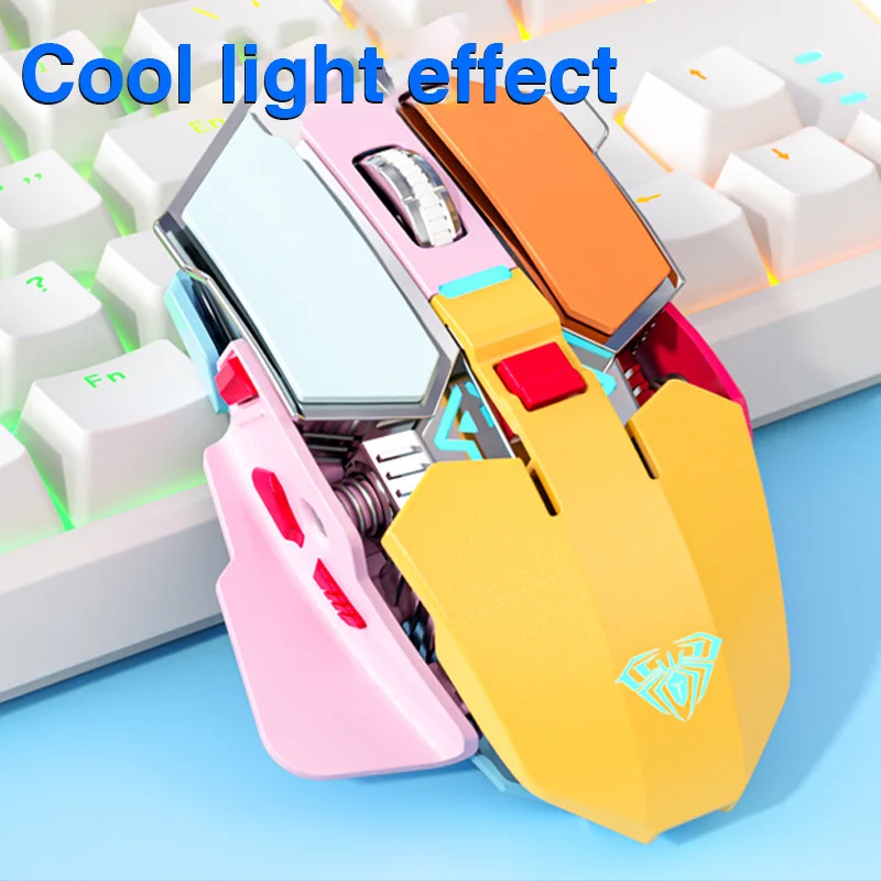 Mech Style 2.4G Wireless Mouse RGB Backlight 3200 DPI Type-C Rechargeable USB Optical Gaming Mice For Laptop PC Gamer Peripheral