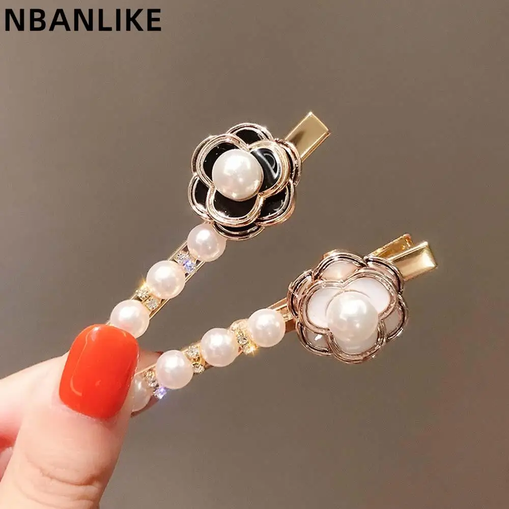 

Korean Style Camellia Duckbill Clip Simple Pearl Flower Hair Clip Temperament Hair Accessories