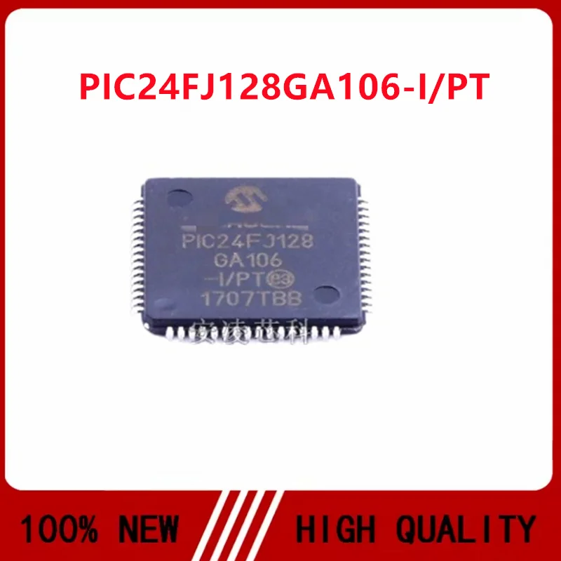 2PCS/LOT PIC24FJ128GA106-I/PT PIC24FJ128GA106 PIC24FJ128 GA106 IC MCU 16BIT 128KB FLASH 64TQFP IC chip