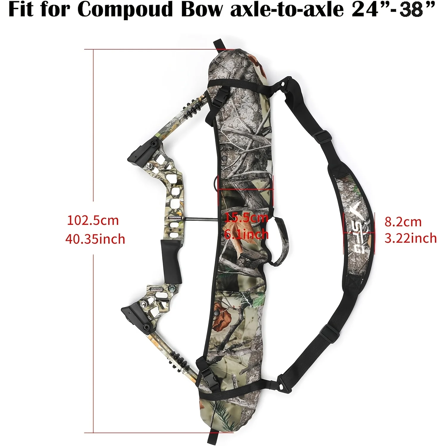 Compound Bow Bag Padded Shoulder Carry Case Camo Protective Portable for Archers Outdoor Hunting