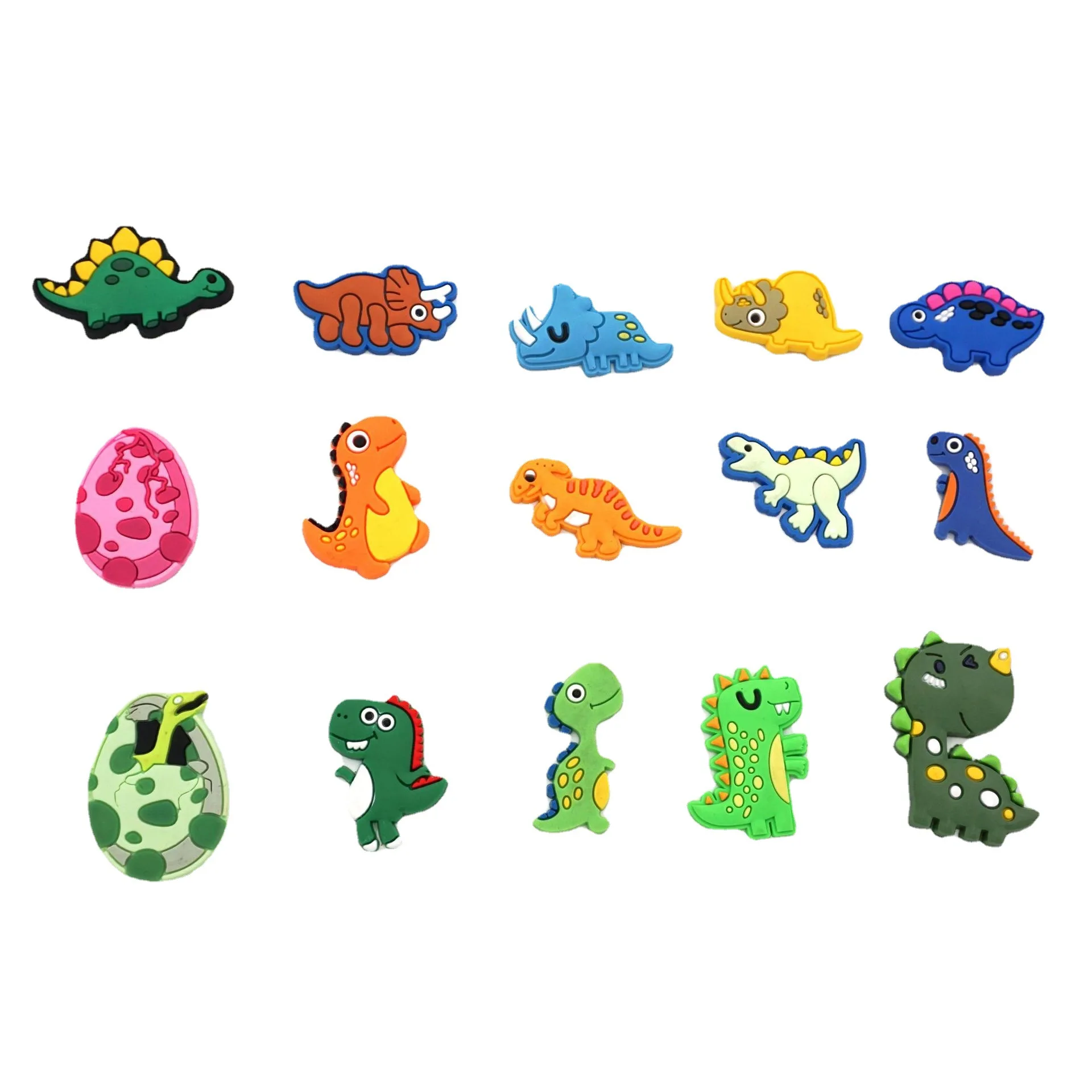 15Pcs Cartoon Dinosaur Shoe Charms for Slippers DIY PVC Soft Gel Footwear Accessories Fun Sandal Decorations Perfect for Cus