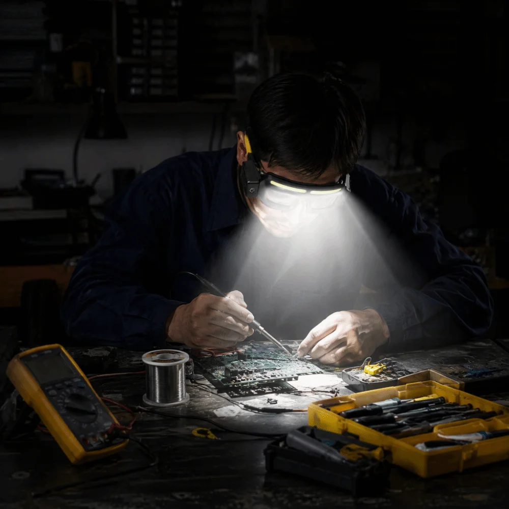 Lightweight Intelligent Sensing Headlight Waterproof Hands-Free Full View Floodlight Goggles Large-Area FloodlightLightweight