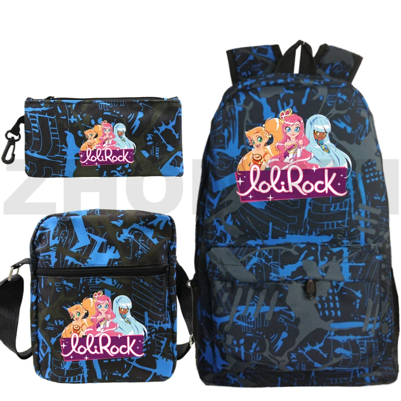 

Lolirock Backpack Sets 3 Pcs/set Bookbags Canvas Anime Backpack LoliRockstar Rucksack for Teenager Girls Back To School Mochila