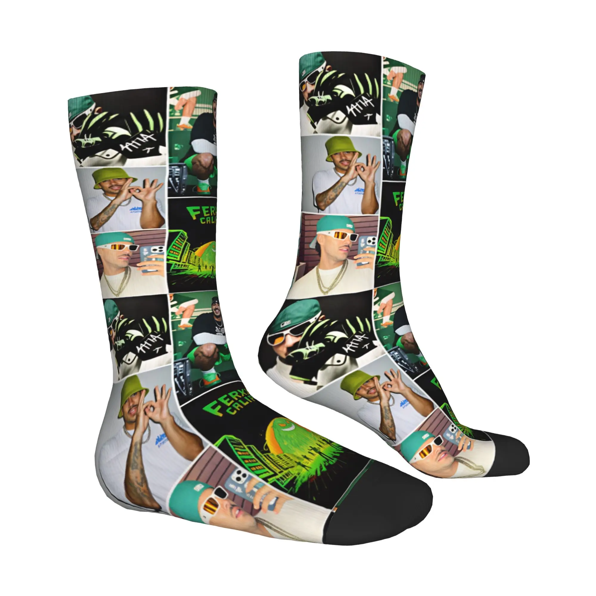 Funny Printing Rapper Rap Music Singer Colombian F-Feids f-Ferxxos Socks for Women Men Stretch Summer Autumn Winter  Crew Socks