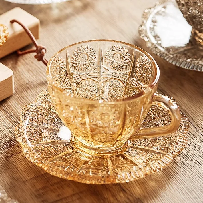 

Набор кофейных чашек и блюдец Ele European Sle с рельефным стеклом, высокая эстетическая ценность, чашка для послеобеденного чая, качественная домашняя посуда