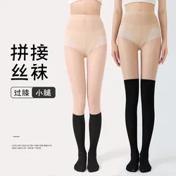 여성용 얇은 무릎 위 양말, 종아리 양말, 허벅지 하이 레깅스 팬티스타킹, 스플라이스 스타킹, 여름 용수철