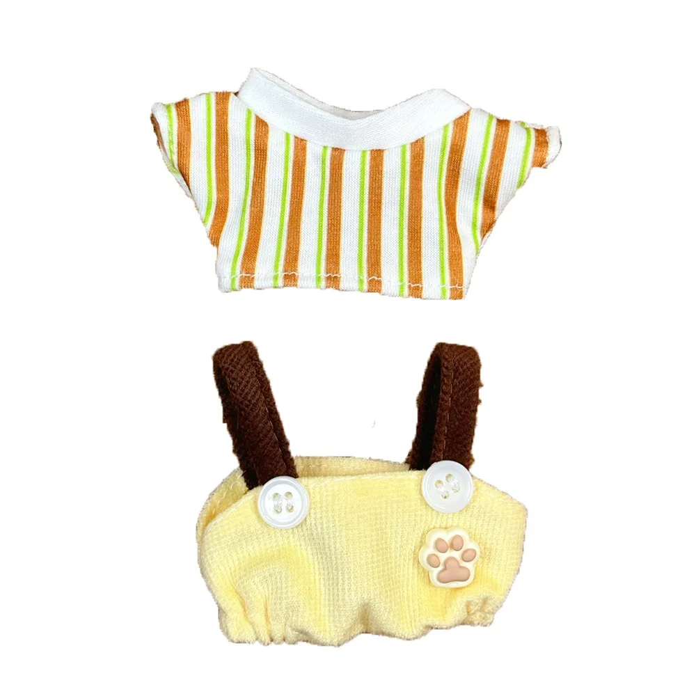

Cat Paw Pants 10cm Cotton Doll Clothes Suit Striped T-shirt Doll Clothes Outfit Lovely Colorful Doll Dress Up Set