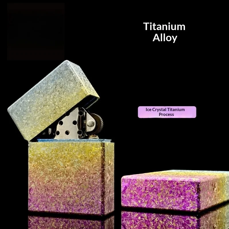Необычная керосиновая зажигалка из титанового сплава, ледяной кристалл, титан, элитная ограниченная серия, бутик, зажигалки для топливного масла, подарки для курения