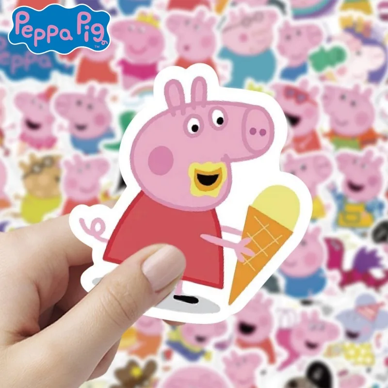 120pcs Kawaii Hasbro Peppa Pig Sticker Cute Cartoon Hand Book Decoration Sticker Girls' High Beauty Sticker Cute Holiday Gift