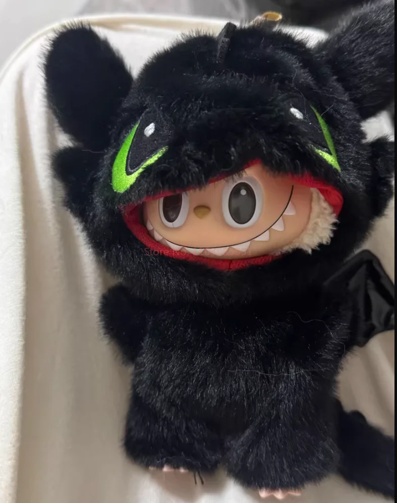 17 سنتيمتر Labubu ملابس دمى اكسسوارات لطيف أسود بلا أسنان دعوى الفينيل الوجه ملابس دمى الديكور هدية #6