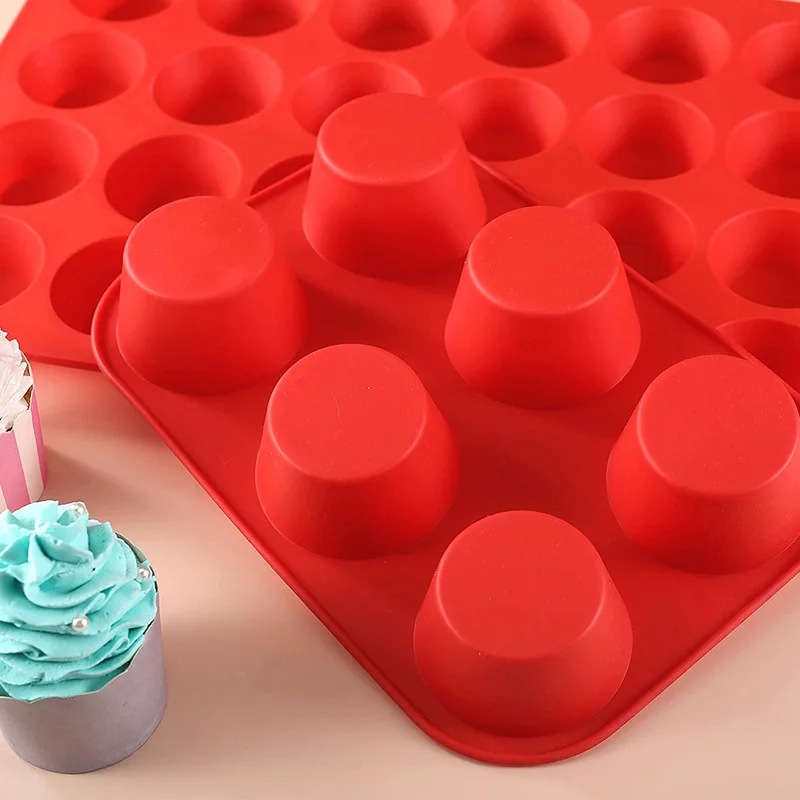 Silicone Round Mold 6/12/24 Holes Mini Muffin Cupcake 3