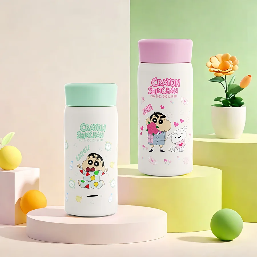 Taza de bolsillo de dibujos animados Crayon Shin-Chan, 200 ml (6,76 oz), taza aislante de viaje simple, para uso diario de niños y niñas