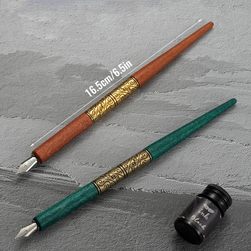 Набор деревянных каллиграфических ручек с регулируемым металлическим фланцем для рисования начинающих художников
