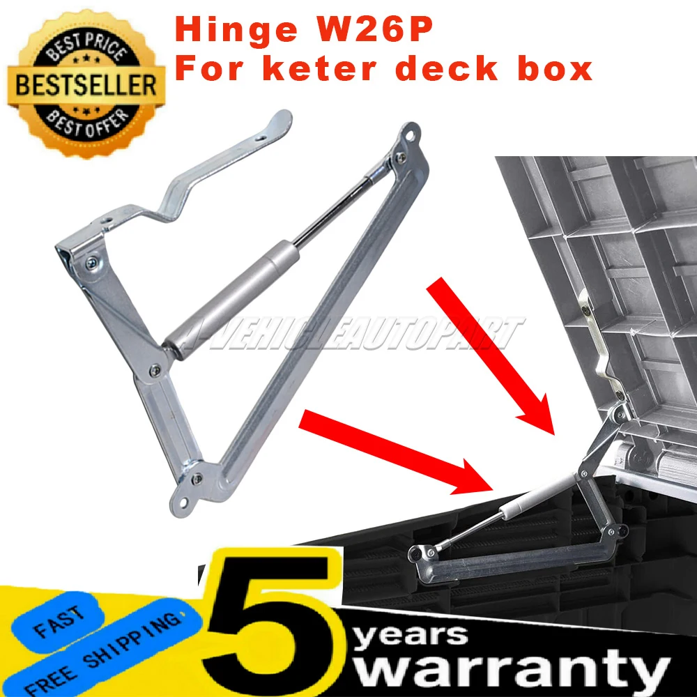 

W26P For keter side deck box Midi Nova 880L with Piston Midi 31 New Hinge Replacement Part Gas Strut Hinge silver left or right