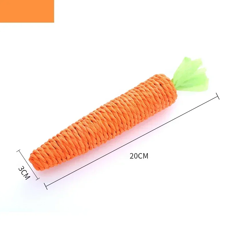 Safe Funny Soft Handmade Woven Paper Rope Carrot Cat Toy Squeaky Molar Stick Self Play Relief Teaser Toy for Kitten Pet Supplies - view 5