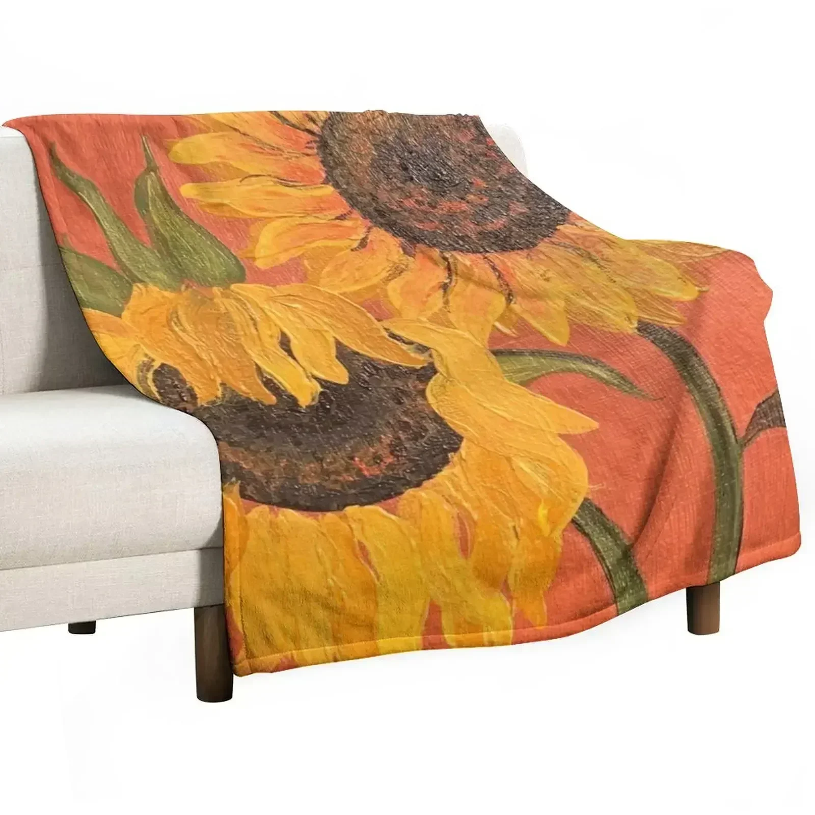 Terracotta Sunflowers Throw Blanket Kid'S Cute Flannel Fabric Hair Blankets