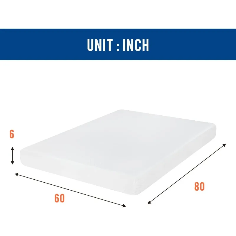 Queen Mattress 6 inch Gel Memory Foam Mattress Queen Mattresses Medium Firm Mattresses for Cool Sleep Relieving Pressure Relief