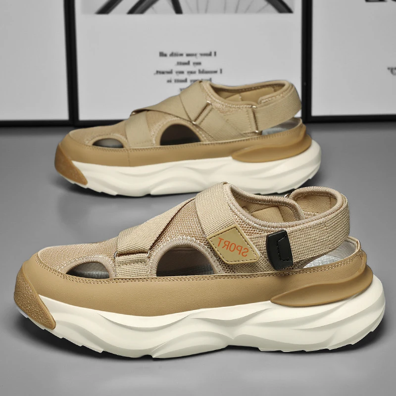 Sandalias de diseño de moda para hombre, zapatos deportivos huecos, sandalias de plataforma, zapatos de playa Baotou de verano, sandalias de cueva originales