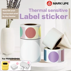 Marklife P12/P15/P50 five heat-resistant label paper, circular colored transparent label paper, certificate of conformity