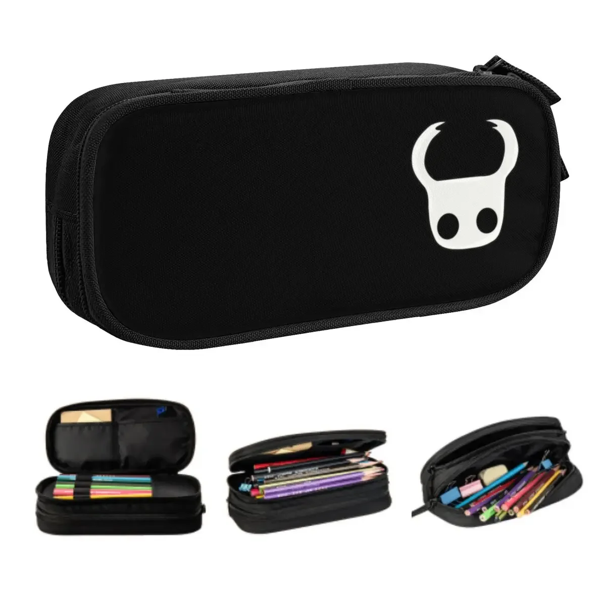 Custom Hollow Knight Head Kawaii Pencil Cases Girls Boys Large Capacity Adventure Video Game Pencil Bag Student School