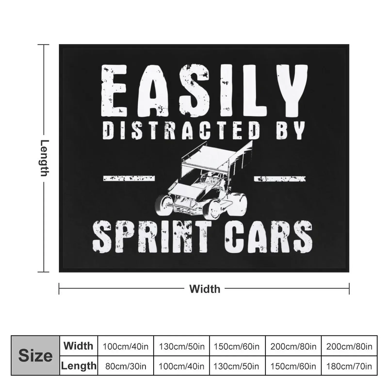 Easily Distracted By Sprint Cars v2 (White) Throw Blanket Blankets For Baby Blankets For Bed Luxury Multi-Purpose Blankets