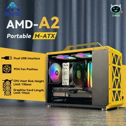 Yeah Magic Mini Case All-In-One Aluminum ITX Chassis Power Portable Mini Desktop Mesh Chassis Computer PC Case AMD-A2 New