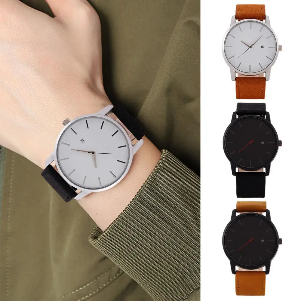 

Men Watch Quartz Movement Adjustable Faux Leather Strap Calendar Time-checking Daily Commute Wristwatch Dating Timepiece 남성 시계