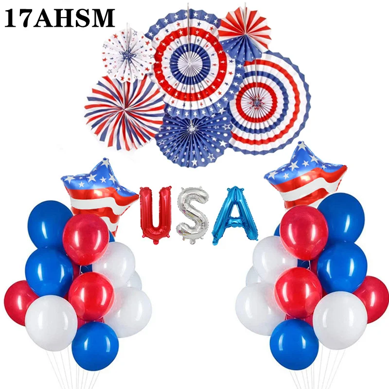 17AHSM American Independence Day Foil Balloons USA July 4 National Day DIY Decoration For Home School Shop Garden Shopping Mall