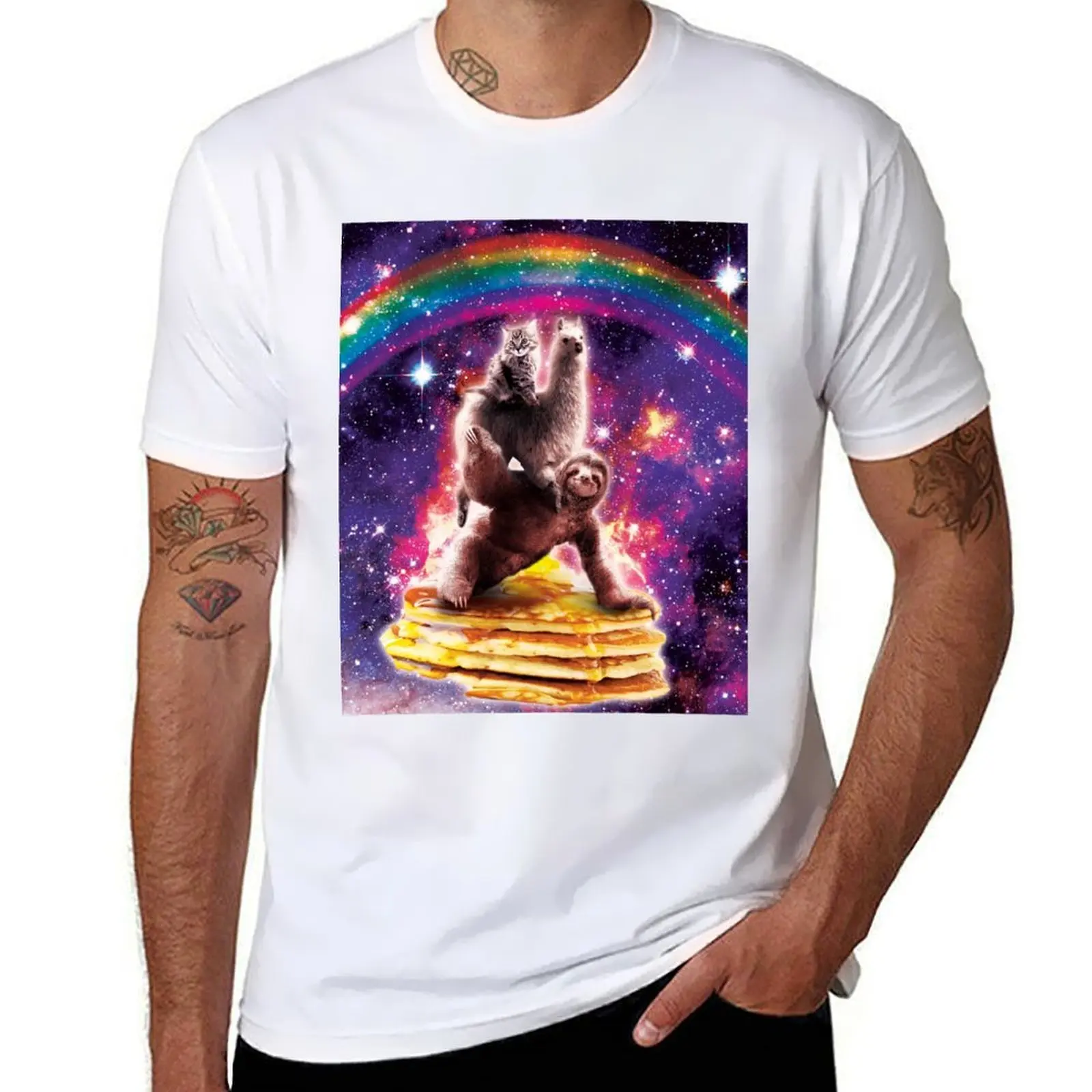 

for Space shirts funny funny Riding Llama shirts graphic anime Sloth man t t Pancakes Cat for t T-Shirt shirts man cotton
